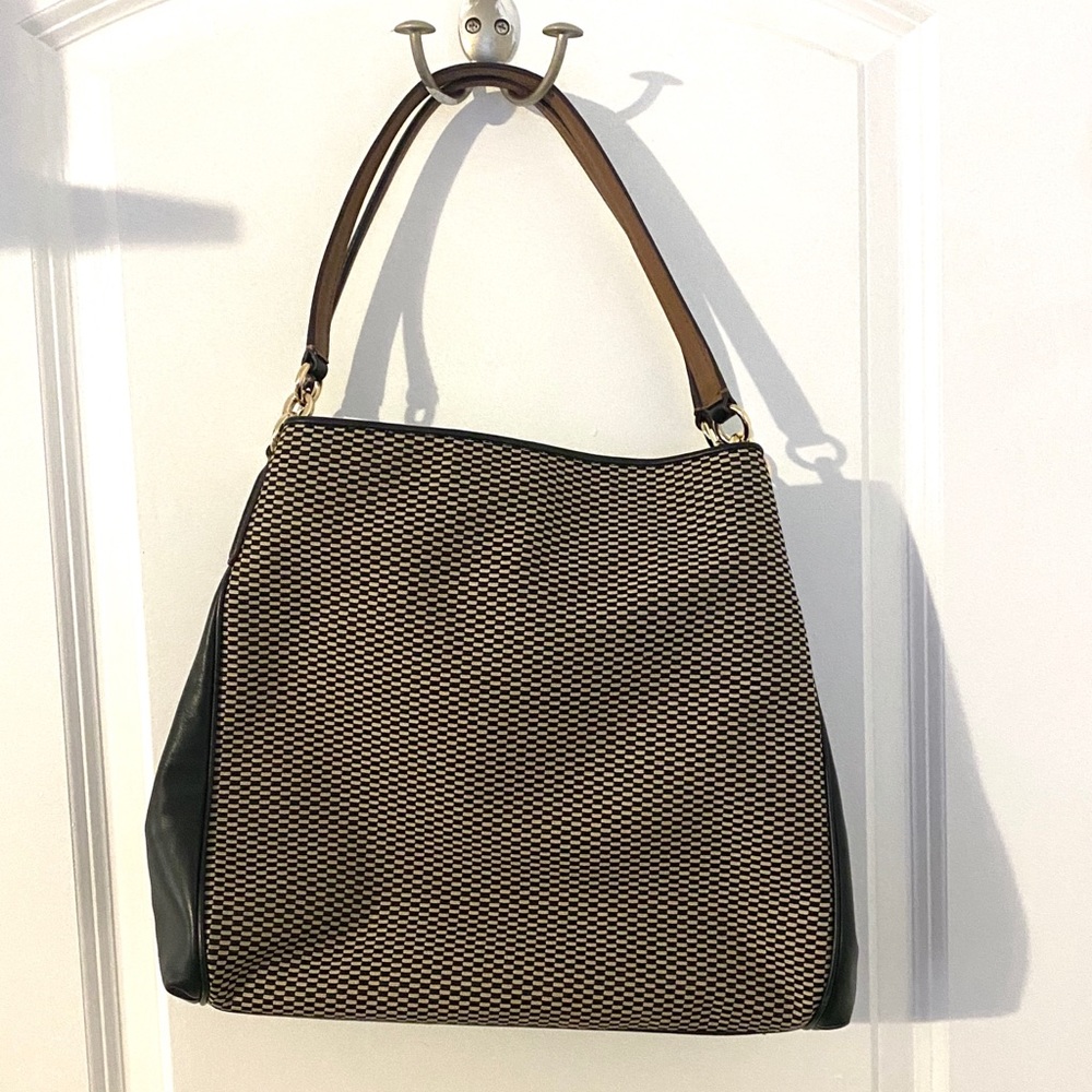 Coach Dalton Fabric and Leather Purse Gray Black